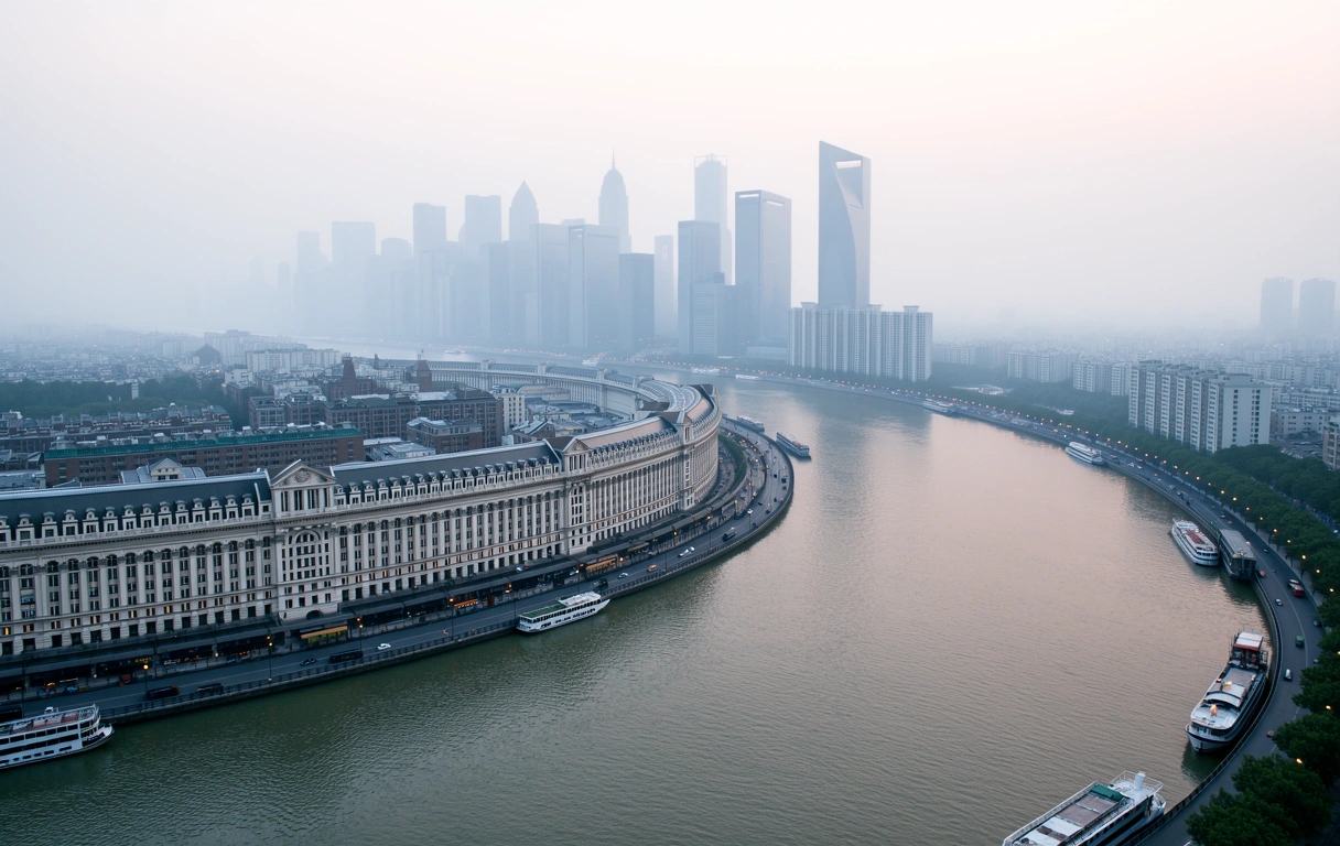 Shanghai skyline at dusk
